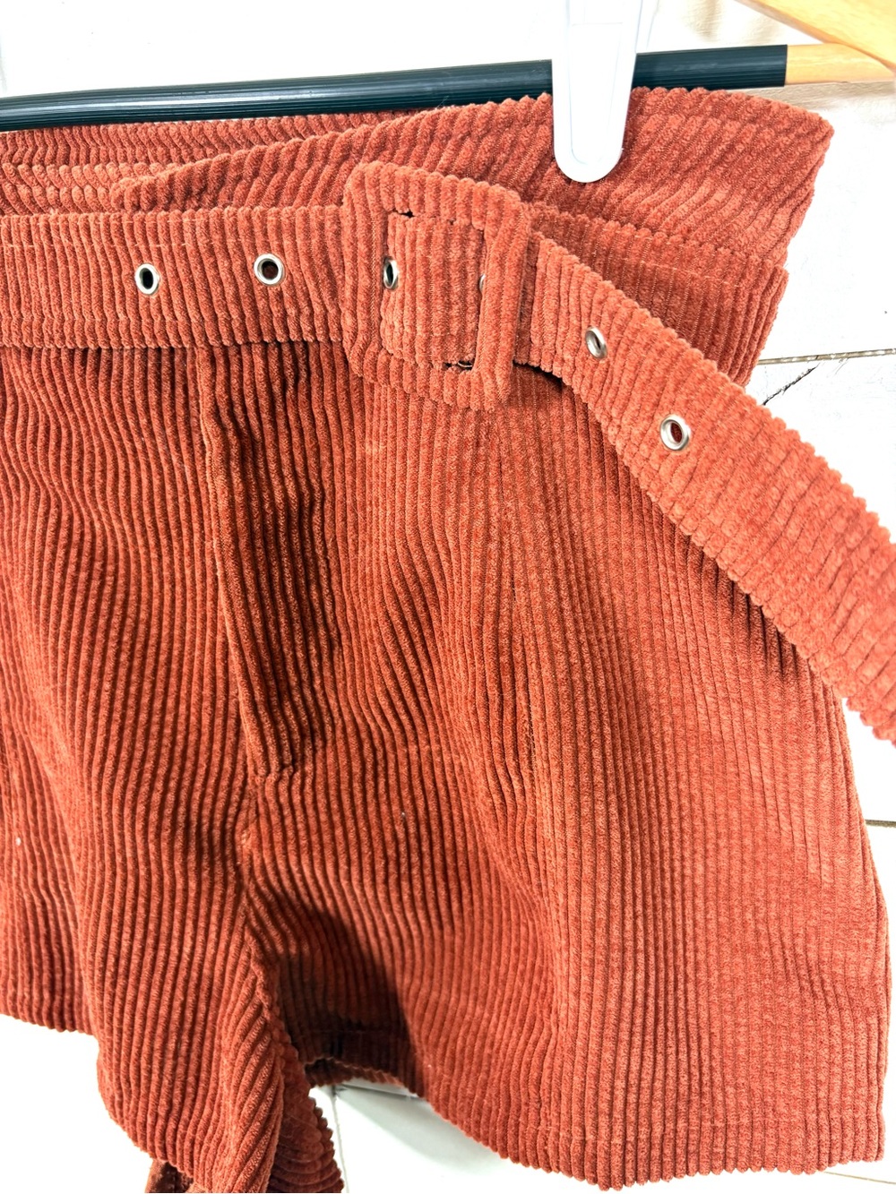 Altar’d State Sara Cord Shorts Womens S Rust High Rise Belted Corduroy - Picture 3 of 11